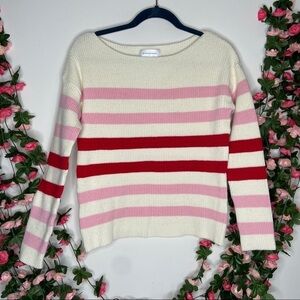 Popsugar Womens Creme Red Striped Sweater XS